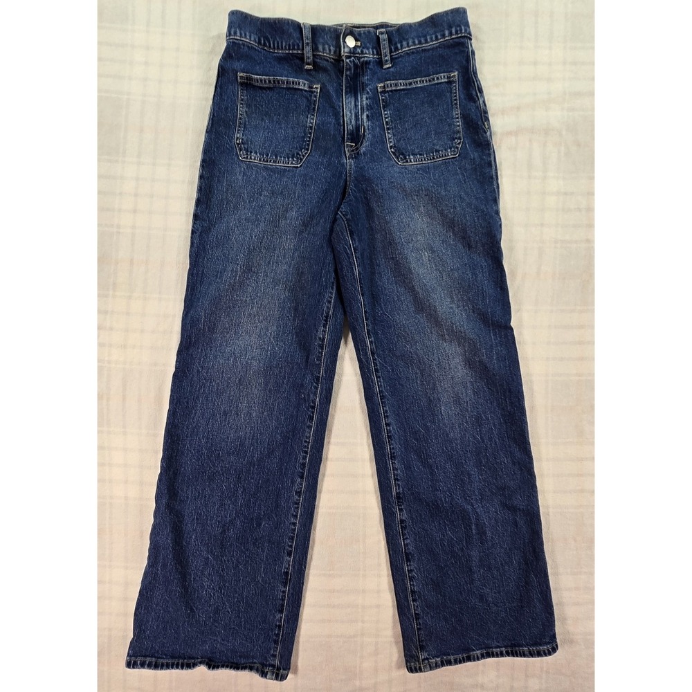 J. Crew Wide-leg Patch Pocket Full Length Jeans Inlet Navy Wash 28